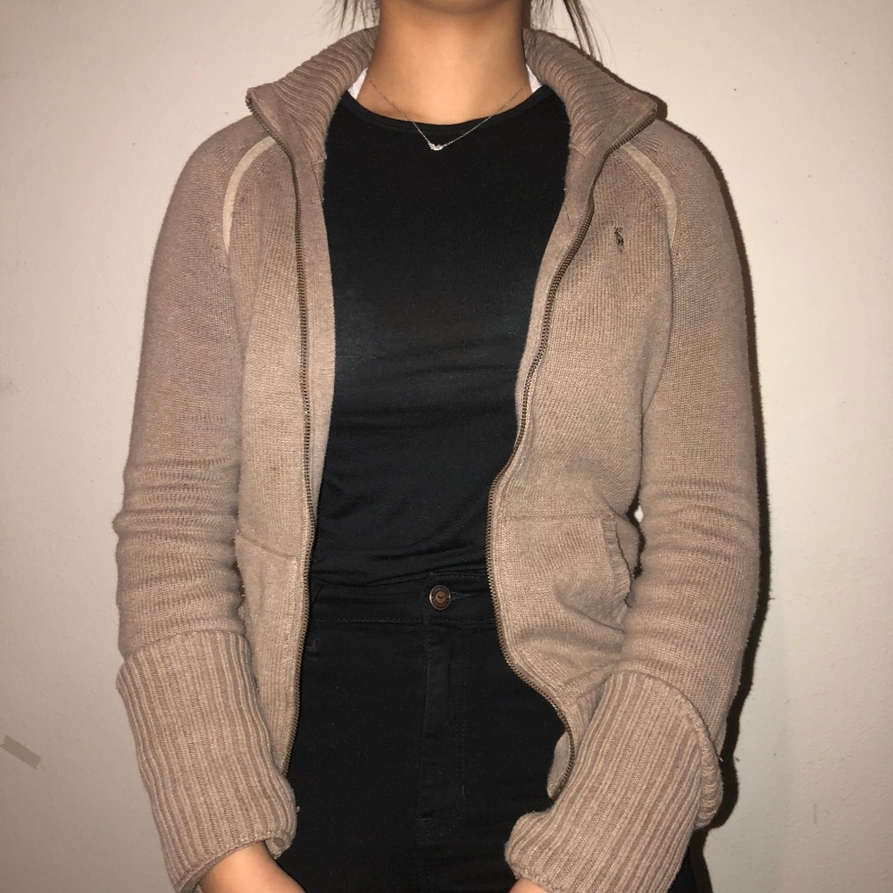 Tan Brown Turtleneck Zip up